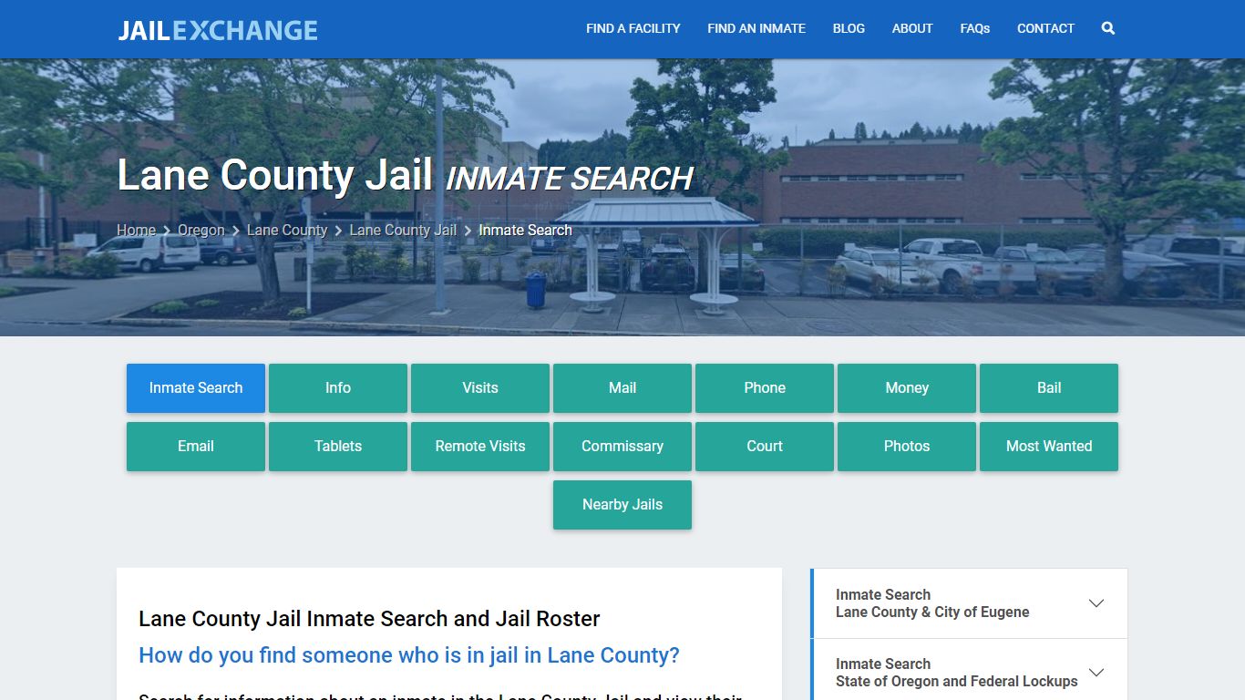 Lane County Jail Inmate Search - Jail Exchange